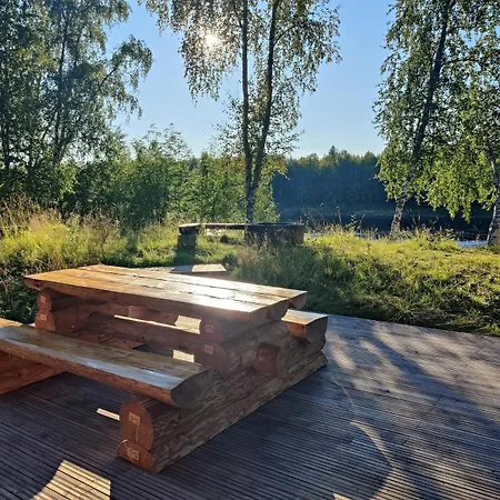 Ivalo Northern Lights Riverfront Lapland Sauna Hot Tub Near Airport Chalet